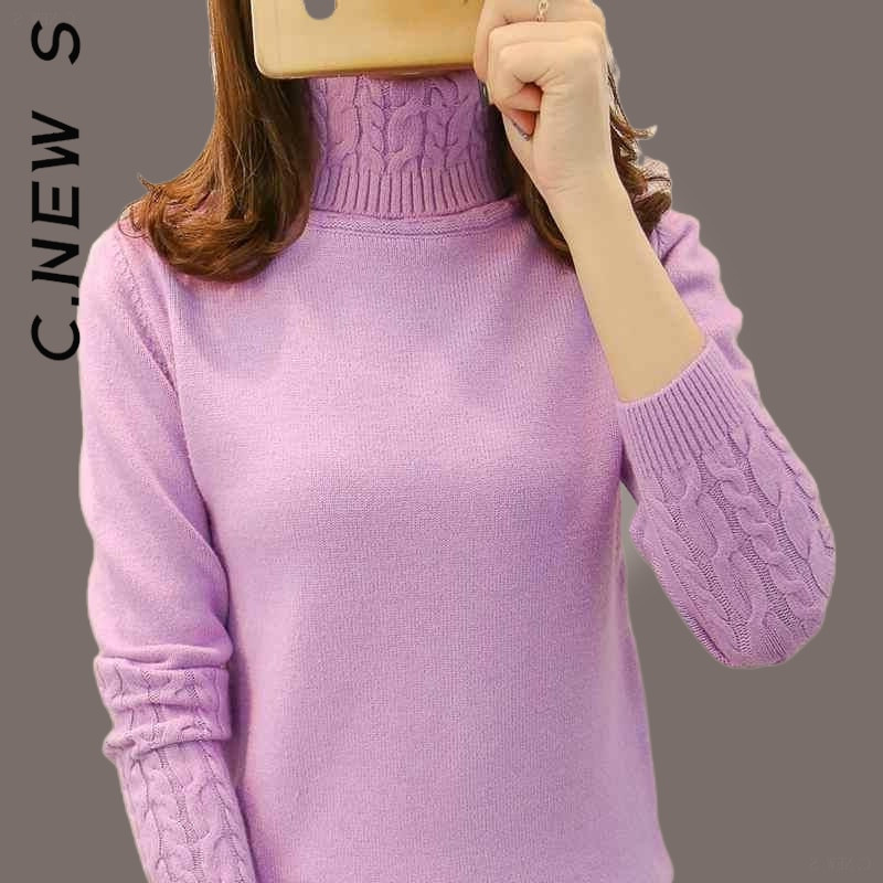 C.New S Γυναικείο πουλόβερ ζιβάγκο μόδας πλεκτά μαλακά casual πουλόβερ Γυναικεία πλεκτά πουλόβερ Chic ζεστά γυναικεία πουλόβερ