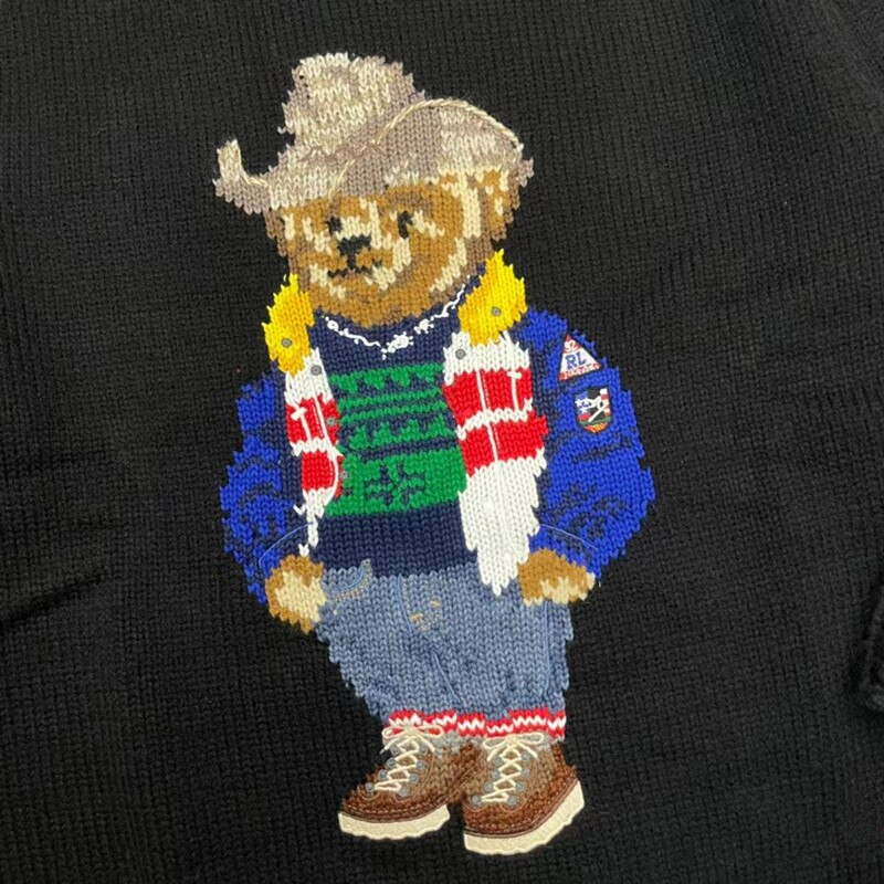 Πουλόβερ Bear Γυναικεία Χειμερινά Ρούχα RL Κορεάτικη μόδα Πλεκτό Unisex Πουλόβερ με ζιβάγκο Πουλόβερ μαλλί + κασμίρ παλτό