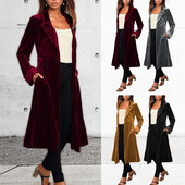 Jaka Delicate Mīksta Gara Vējjaka Jauns mētelis karstā izpārdošana zelta samta gara vējjaka