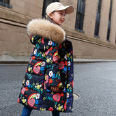 Ziemas jaka 2021 Jauni silti dūnu mēteļi meitenēm vidēja garuma biezināta studentu dūnu jaka bērniem, sniega tērpi, apģērbi TZ67