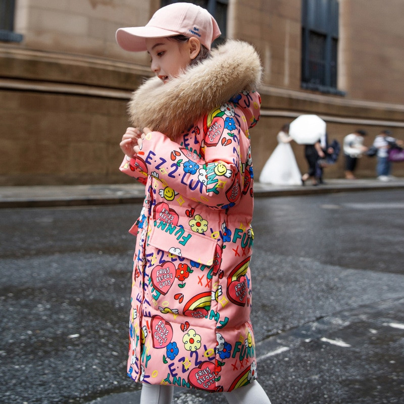 Ziemas jaka 2021 Jauni silti dūnu mēteļi meitenēm vidēja garuma biezināta studentu dūnu jaka bērniem, sniega tērpi, apģērbi TZ67