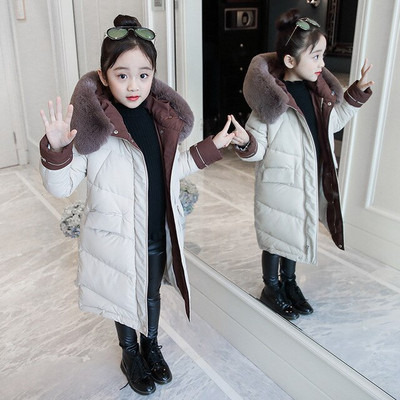 Bērnu ziemas dūnu kokvilnas jaka 2020. gads, jauns modes apģērbs, meiteņu apģērbs, bērnu apģērbs, biezs, silts Sniega tērps ar kapuci, virsdrēbes, mētelis
