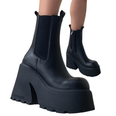 Γυναικείες μπότες πλατφόρμας 2022 χειμερινού γοτθικού στιλ Punk Office Γυναικεία μόδα Άνετα Cool γυναικείες μπότες Παπούτσια Μεγάλο μέγεθος 43