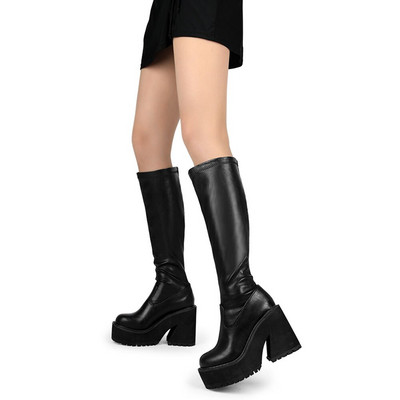 Γυναικείες μπότες πλατφόρμας 2022 χειμερινού γοτθικού στιλ Punk Office Γυναικεία μόδα Άνετα Cool γυναικείες μπότες Παπούτσια Μεγάλο μέγεθος 43