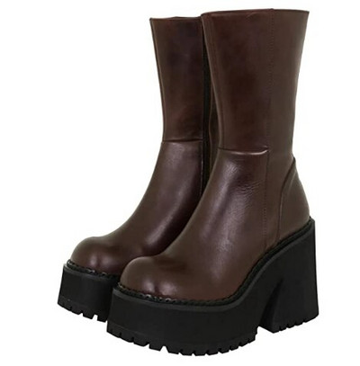 Γυναικείες μπότες πλατφόρμας 2022 χειμερινού γοτθικού στιλ Punk Office Γυναικεία μόδα Άνετα Cool γυναικείες μπότες Παπούτσια Μεγάλο μέγεθος 43