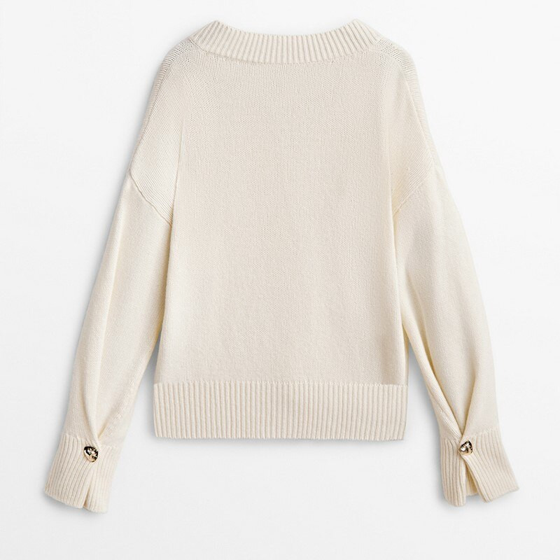 Modishdutti 2022. gada rudens ziemas sieviešu modes džemperis ar V veida kakla izgriezumu sieviešu vienkrāsains, vienkāršs, elegants, ikdienišķs džemperis