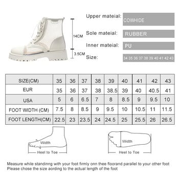 AIYUQI Cool Boots Дамски летни  британски стил Мрежести ботуши Marton с кухи дупки Дамски мрежести ботуши с дебел ток Дамски