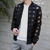 Läbipaistev augustatud jakk Meeste päikesekaitserõivad 2021 Tuulejope suvine õhuke meeste ruuduline jakid Slim Fit meeste mantlid