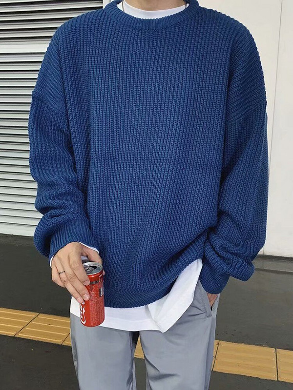 Πλεκτό πουλόβερ Γυναικείο πουλόβερ χειμερινό Γυναικείο Oversize Loose Jumper Γυναικείο Μασίφ στρογγυλό λαιμό μακρυμάνικο Top Sueter Feminino