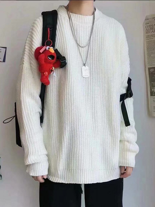 Πλεκτό πουλόβερ Γυναικείο πουλόβερ χειμερινό Γυναικείο Oversize Loose Jumper Γυναικείο Μασίφ στρογγυλό λαιμό μακρυμάνικο Top Sueter Feminino