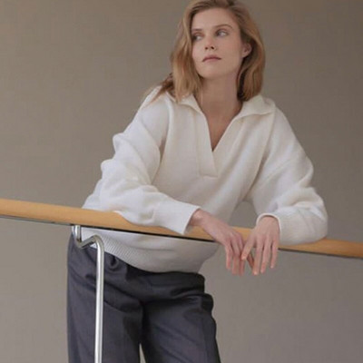 Πλεκτά γυναικεία πουλόβερ πουλόβερ με γιακά πόλο μόδα Φαρδιά κασμίρ Γυναικείο πουλόβερ 2022 Νέα casual μακρυμάνικα μπλουζάκια