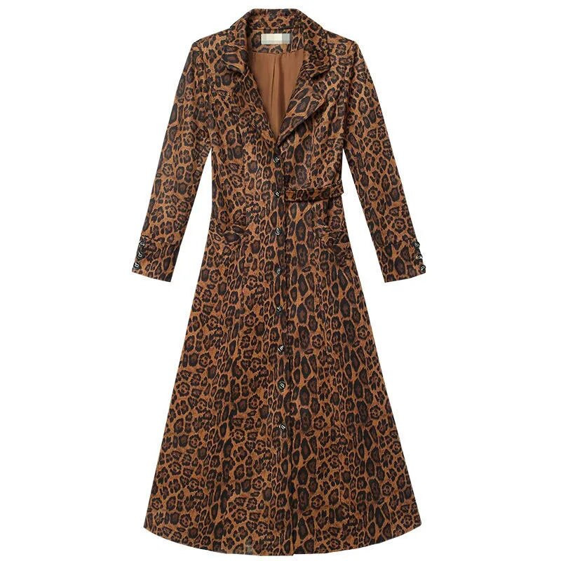 Vidēja garuma vējjaka sieviešu jaka Pavasara rudens Jaunas modes virsdrēbes ar leoparda oderi 2022. gadā Sieviešu ikdienas virsdrēbes