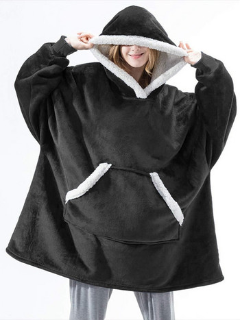 Извънгабаритни качулки Суичър Дамски зимни качулки Поларено гигантско телевизионно одеяло с ръкави Пуловер Извънгабаритни дамски качулки Sudaderas