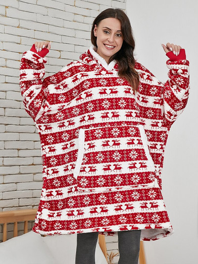 Negabaritiniai megztiniai Megztiniai Moteriški Žieminiai megztiniai Fleece Milžiniška TV antklodė su rankovėmis Megztinis Negabaritinis moteriškas megztinis Sudaderas