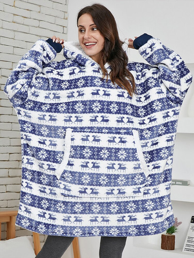 Negabaritiniai megztiniai Megztiniai Moteriški Žieminiai megztiniai Fleece Milžiniška TV antklodė su rankovėmis Megztinis Negabaritinis moteriškas megztinis Sudaderas