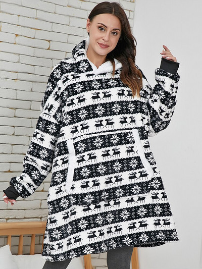 Negabaritiniai megztiniai Megztiniai Moteriški Žieminiai megztiniai Fleece Milžiniška TV antklodė su rankovėmis Megztinis Negabaritinis moteriškas megztinis Sudaderas