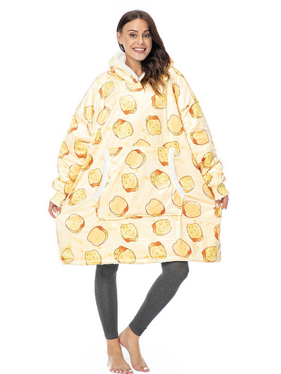 Negabaritiniai megztiniai Megztiniai Moteriški Žieminiai megztiniai Fleece Milžiniška TV antklodė su rankovėmis Megztinis Negabaritinis moteriškas megztinis Sudaderas