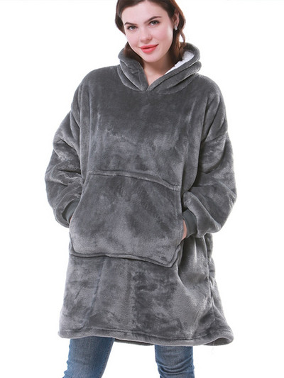 Negabaritiniai megztiniai Megztiniai Moteriški Žieminiai megztiniai Fleece Milžiniška TV antklodė su rankovėmis Megztinis Negabaritinis moteriškas megztinis Sudaderas