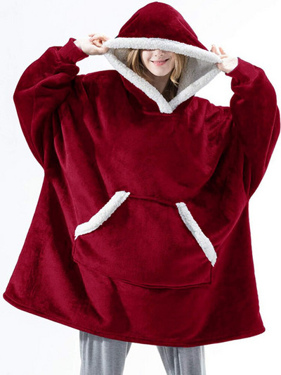 Negabaritiniai megztiniai Megztiniai Moteriški Žieminiai megztiniai Fleece Milžiniška TV antklodė su rankovėmis Megztinis Negabaritinis moteriškas megztinis Sudaderas