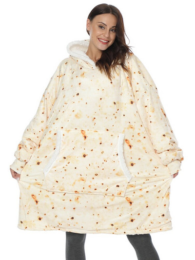 Negabaritiniai megztiniai Megztiniai Moteriški Žieminiai megztiniai Fleece Milžiniška TV antklodė su rankovėmis Megztinis Negabaritinis moteriškas megztinis Sudaderas