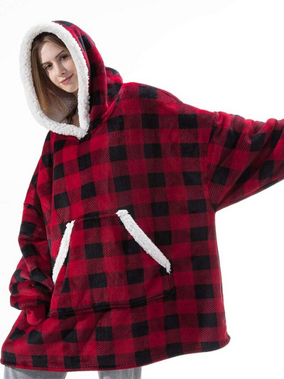 Negabaritiniai megztiniai Megztiniai Moteriški Žieminiai megztiniai Fleece Milžiniška TV antklodė su rankovėmis Megztinis Negabaritinis moteriškas megztinis Sudaderas