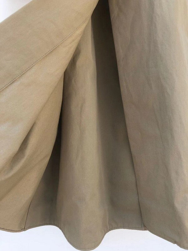 Ženska jednobojna vjetrovka s dvostrukim kopčanjem s vezom i otvorenim ovratnikom, ženski baloner s pojasom