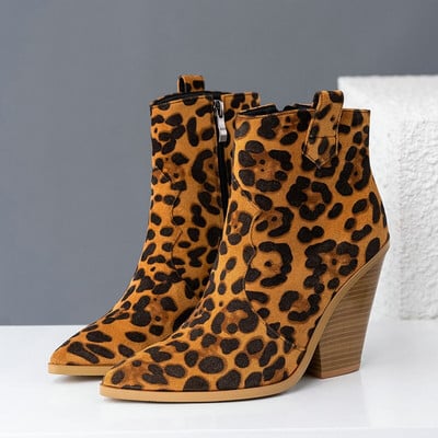 Σχέδιο μάρκας Γυναικεία μποτάκια Pu Δερμάτινα σφήνες Ψηλοτάκουνα Western Boots Μόδα με φερμουάρ φθινοπωρινά χειμερινά γυναικεία παπούτσια