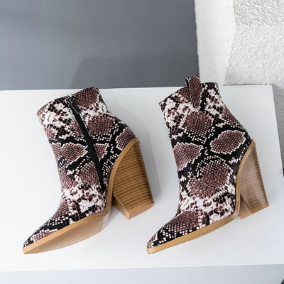 Σχέδιο μάρκας Γυναικεία μποτάκια Pu Δερμάτινα σφήνες Ψηλοτάκουνα Western Boots Μόδα με φερμουάρ φθινοπωρινά χειμερινά γυναικεία παπούτσια