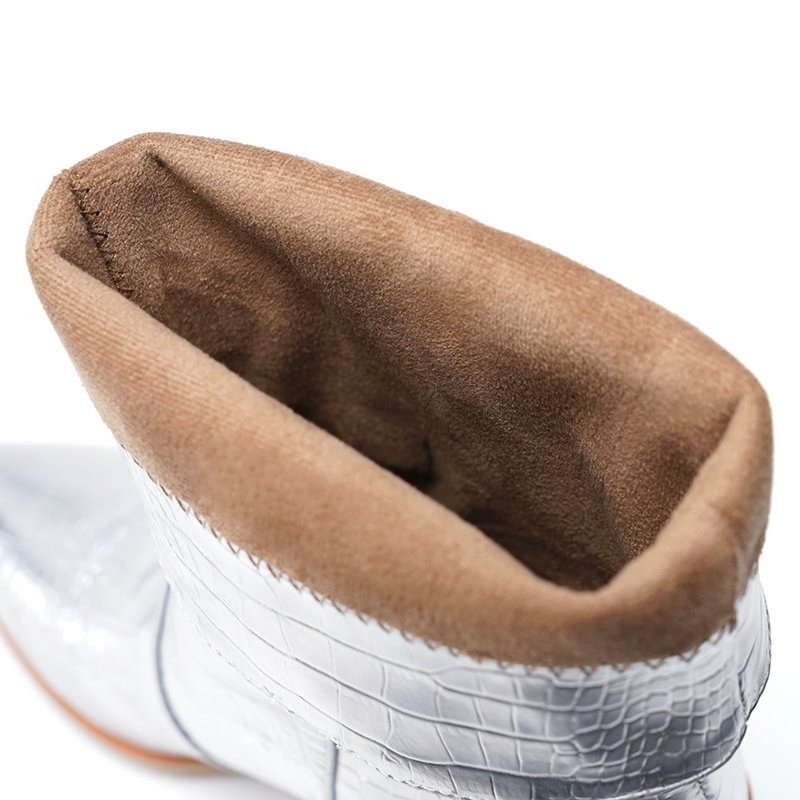 Σχέδιο μάρκας Γυναικεία μποτάκια Pu Δερμάτινα σφήνες Ψηλοτάκουνα Western Boots Μόδα με φερμουάρ φθινοπωρινά χειμερινά γυναικεία παπούτσια