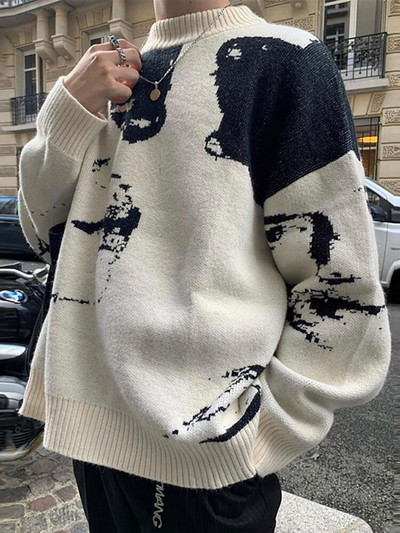 Sieviešu trikotāžas džemperis Sieviešu portreta džemperis Lielizmēra džemperis Sieviešu ielas apģērbs ar garām piedurknēm Harajuku džemperis, sieviešu džemperis