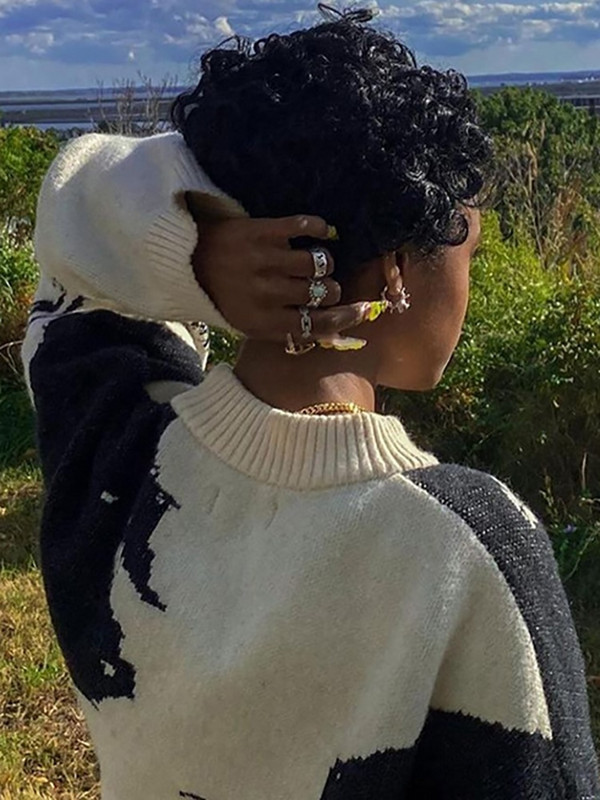 Sieviešu trikotāžas džemperis Sieviešu portreta džemperis Lielizmēra džemperis Sieviešu ielas apģērbs ar garām piedurknēm Harajuku džemperis, sieviešu džemperis