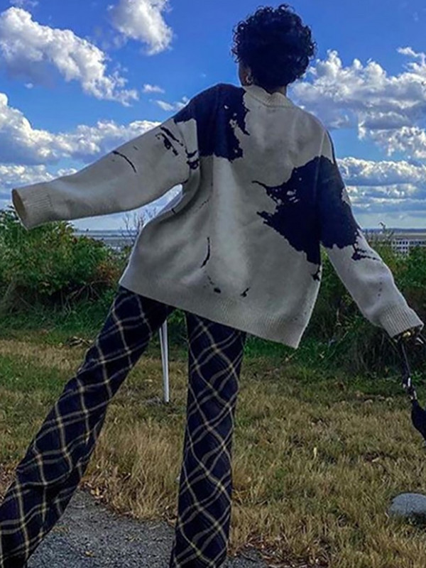 Sieviešu trikotāžas džemperis Sieviešu portreta džemperis Lielizmēra džemperis Sieviešu ielas apģērbs ar garām piedurknēm Harajuku džemperis, sieviešu džemperis