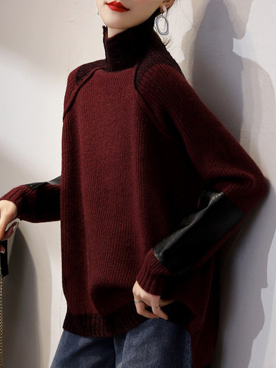 Jesen Zima Novi široki pleteni pulover Modni korejski ležerni stil Ženski pulover s visokim ovratnikom dugih rukava Podebljani gornji kaput