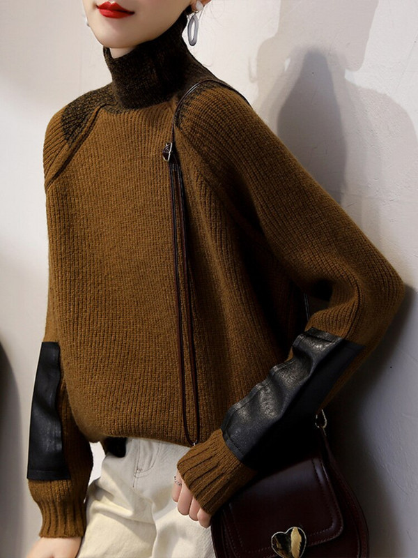 Jesen Zima Novi široki pleteni pulover Modni korejski ležerni stil Ženski pulover s visokim ovratnikom dugih rukava Podebljani gornji kaput