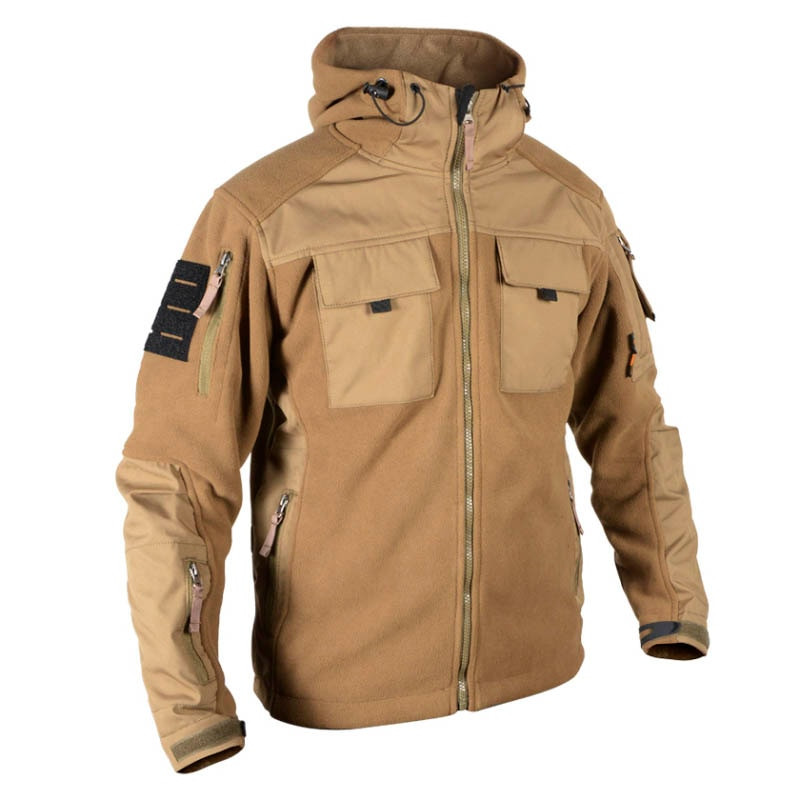 Nova muška jakna s kapuljačom na patentni zatvarač, nova taktička taktička samostojeća kragna, uski kroj, topla vunena jakna s mekim šavovima