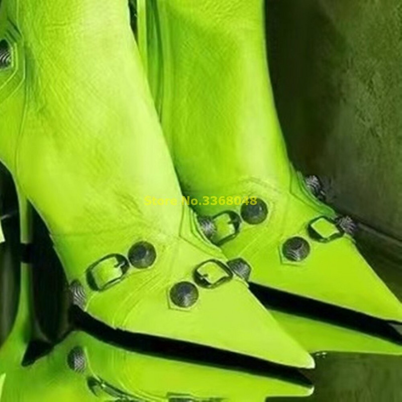 Zakovice sa šiljatim vrhom Čizme na visoku petu Cipele Crna kožna resa Tanka peta Motociklističke ženske modne čizme Čizme s patentnim zatvaračem