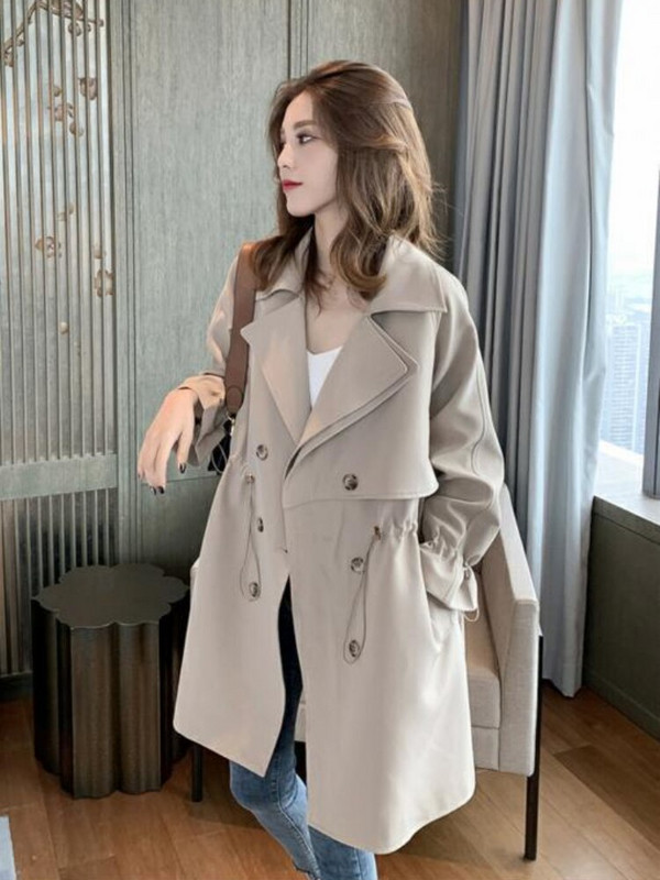 Ανοιξιάτικη φθινοπωρινή μεσαία και μακριά φαρδιά καμπαρντίνα για γυναικεία μπουφάν Παλτό Μακριά μαύρα παλτό για γυναίκες μόδα τοπ 2022 Γυναικεία μπλουζάκια