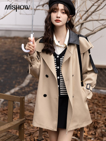 MISHOW Trench Coats για γυναίκες Φθινοπωρινό Κορεατικό Γραφείο Lady Polo γιακά Συνονθύλευμα Μακρύ Μεσαίου μήκους Μπουφάν Γυναικεία Εξωτερικά Ενδύματα MXB33W0399