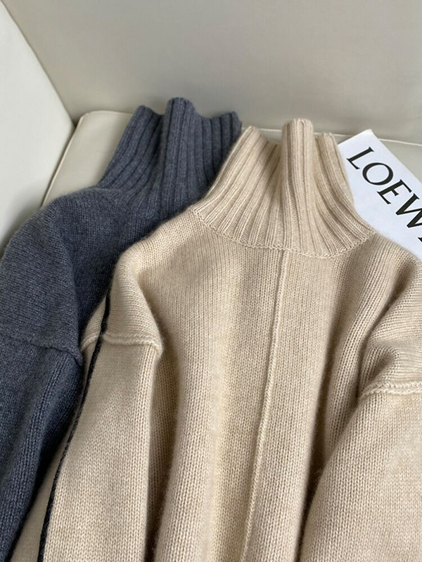 Jesen Zima Novi džemper s dolčevitom od 100% kašmirske vune Ženska labava debela, mekana pletena ženska majica s donjim dijelom koja odgovara toplim bojama