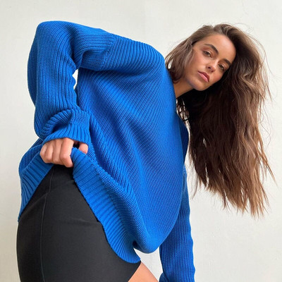 Μονόχρωμα Βασικά Γυναικεία Πουλόβερ Πουλόβερ Άνετο μαλακό πλεκτό πουλόβερ Γυναίκα Χειμώνας 2022 Simple Casual O λαιμόκοψη