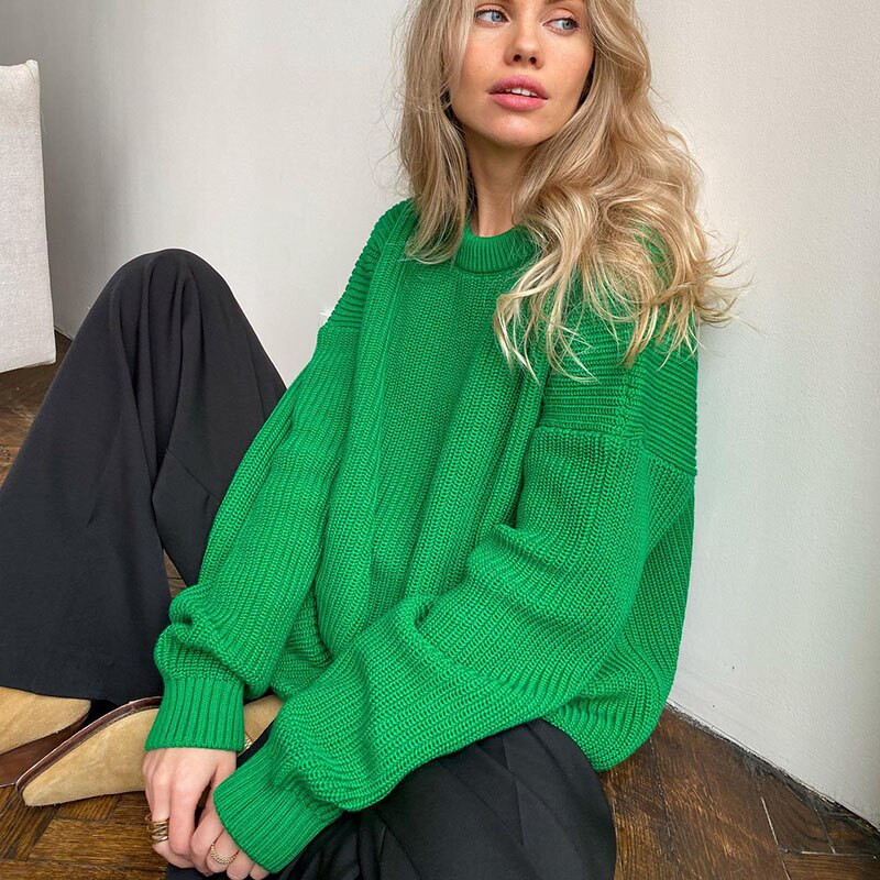Μονόχρωμα Βασικά Γυναικεία Πουλόβερ Πουλόβερ Άνετο μαλακό πλεκτό πουλόβερ Γυναίκα Χειμώνας 2022 Simple Casual O λαιμόκοψη