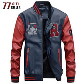 Κολάζ μπουφάν μπέιζμπολ Ανδρικά μπουφάν Pilot Letter Κέντημα Faux Leather Ανδρικά μοτοσικλέτα Luxury Fleece Ανδρικά Παλτό M-4XL