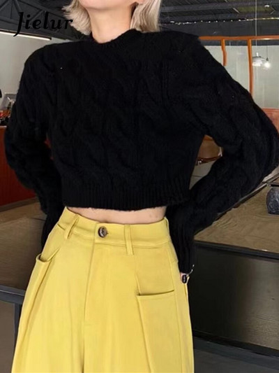 Jielur rudens ziemas džemperis sievietēm ar garām piedurknēm korejiešu stila apgriezts trikotāžas sieviešu džemperi Modes džemperi 2022. gada džemperis, elegants