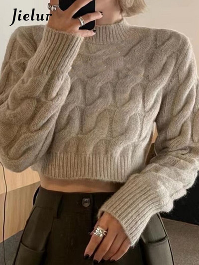 Jielur rudens ziemas džemperis sievietēm ar garām piedurknēm korejiešu stila apgriezts trikotāžas sieviešu džemperi Modes džemperi 2022. gada džemperis, elegants