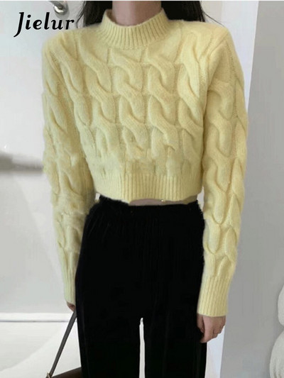 Jielur rudens ziemas džemperis sievietēm ar garām piedurknēm korejiešu stila apgriezts trikotāžas sieviešu džemperi Modes džemperi 2022. gada džemperis, elegants
