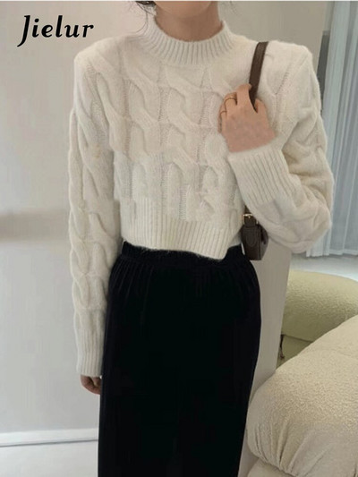 Jielur rudens ziemas džemperis sievietēm ar garām piedurknēm korejiešu stila apgriezts trikotāžas sieviešu džemperi Modes džemperi 2022. gada džemperis, elegants