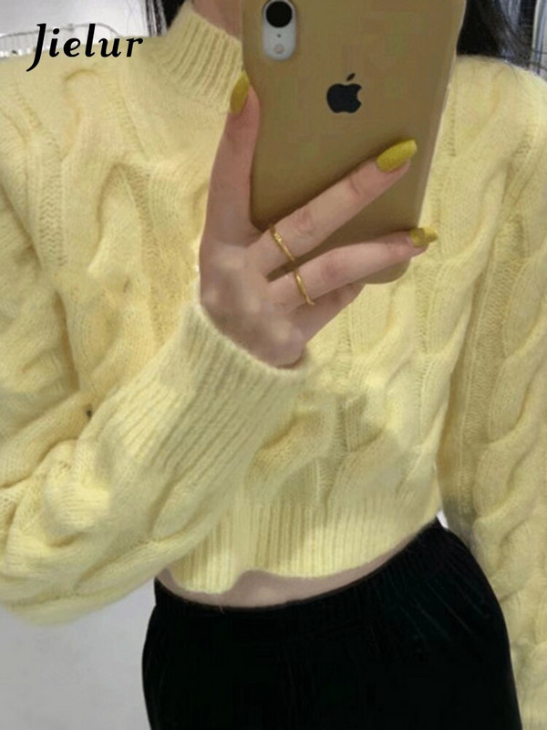 Jielur rudens ziemas džemperis sievietēm ar garām piedurknēm korejiešu stila apgriezts trikotāžas sieviešu džemperi Modes džemperi 2022. gada džemperis, elegants