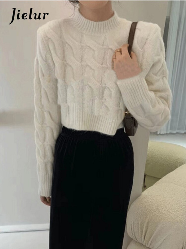 Jielur rudens ziemas džemperis sievietēm ar garām piedurknēm korejiešu stila apgriezts trikotāžas sieviešu džemperi Modes džemperi 2022. gada džemperis, elegants