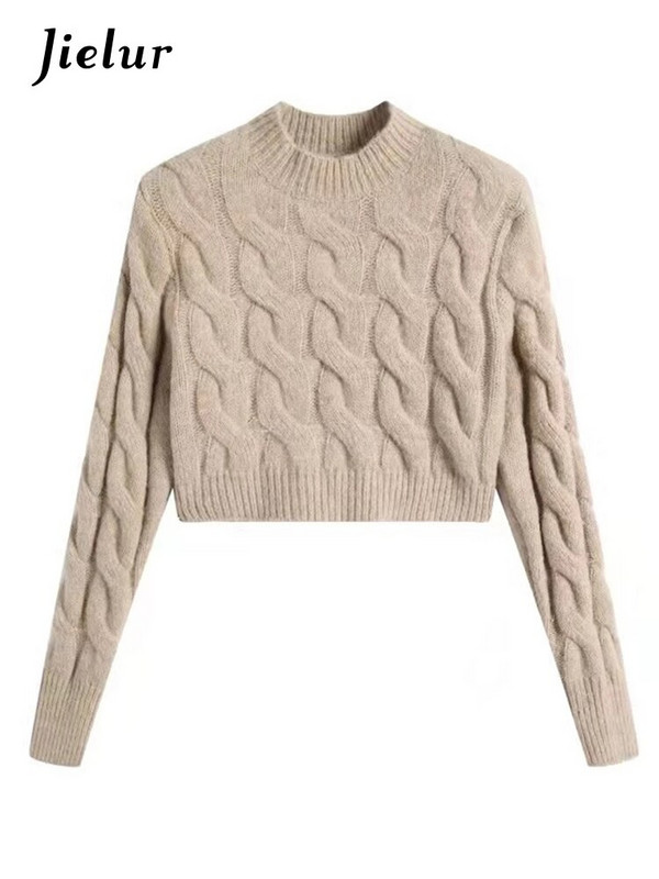 Jielur rudens ziemas džemperis sievietēm ar garām piedurknēm korejiešu stila apgriezts trikotāžas sieviešu džemperi Modes džemperi 2022. gada džemperis, elegants