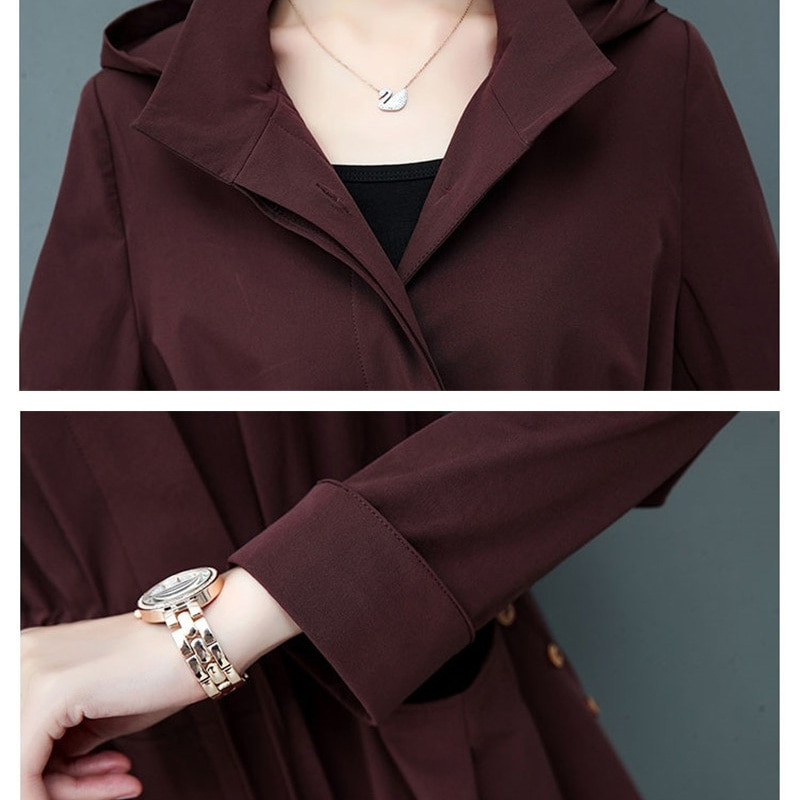 2019 Proljeće Jesen Klasični dugi trenč kaput Ženska ležerna tanka vjetrovka dugih rukava Ženska korejska gornja odjeća s kapuljačom 1180